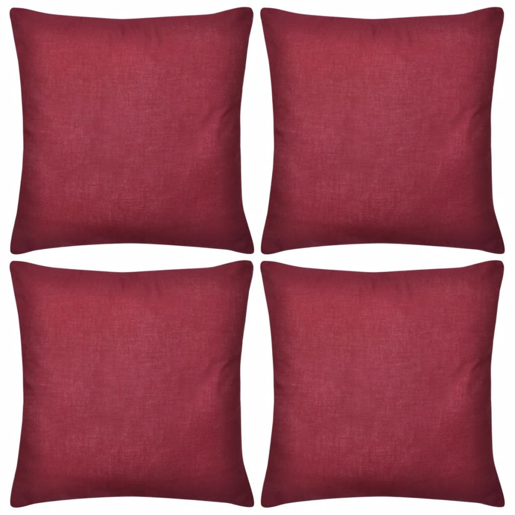 4 Burgundy Cushion Covers Cotton 50 x 50 cm