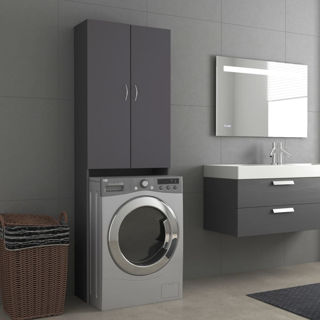 Washing Machine Cabinet Grey 64x25.5x190 cm