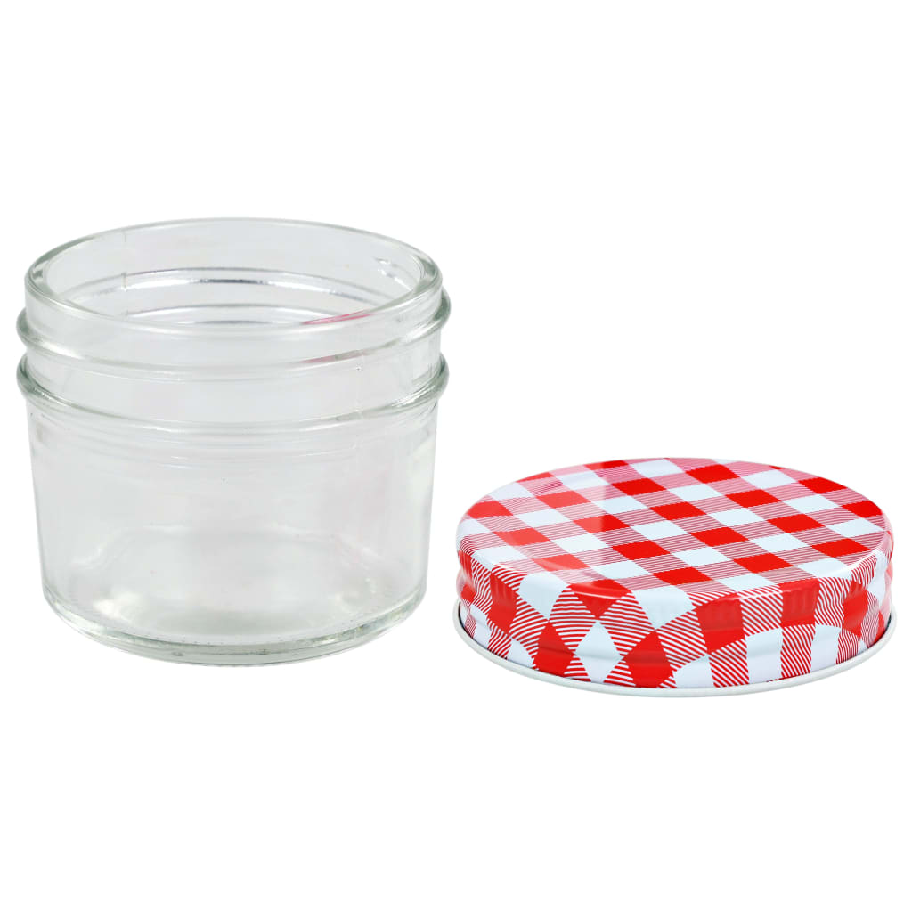 Glass Jam Jars with White and Red Lids 24 pcs 110 ml