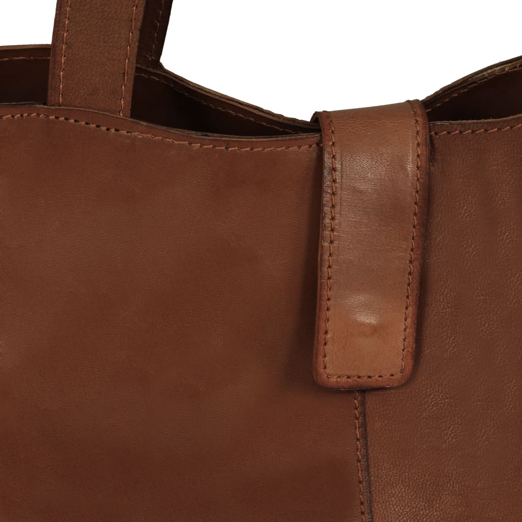 Ladies' Shopper Bag Real Leather Brown