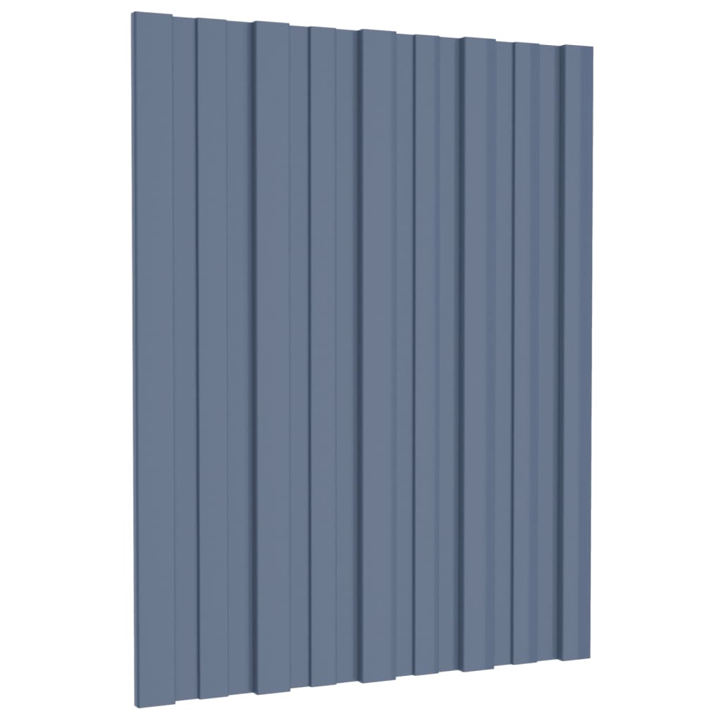 Roof Panels 12 pcs Galvanised Steel Grey 60x45 cm