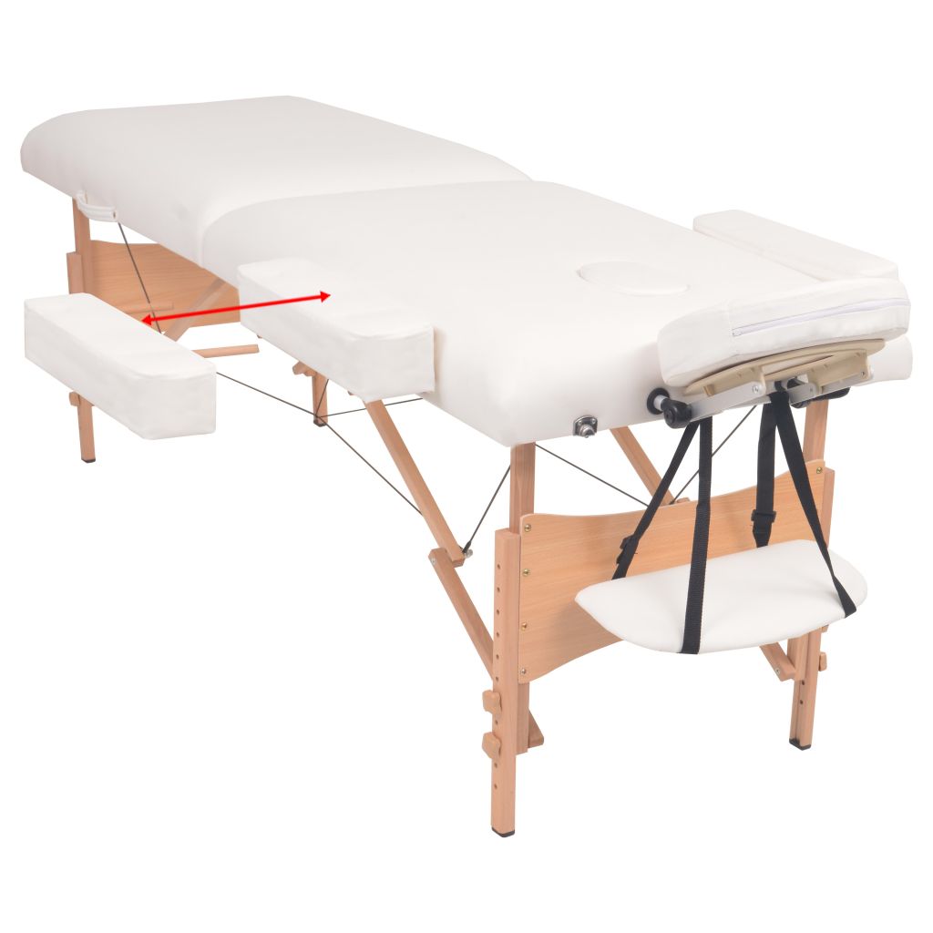 2-Zone Folding Massage Table and Stool Set 10 cm Thick White