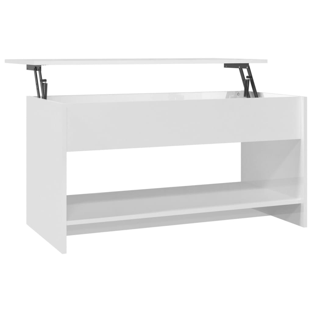 809653 Coffee Table High Gloss White 102x50x52,5 cm Engineered Wood