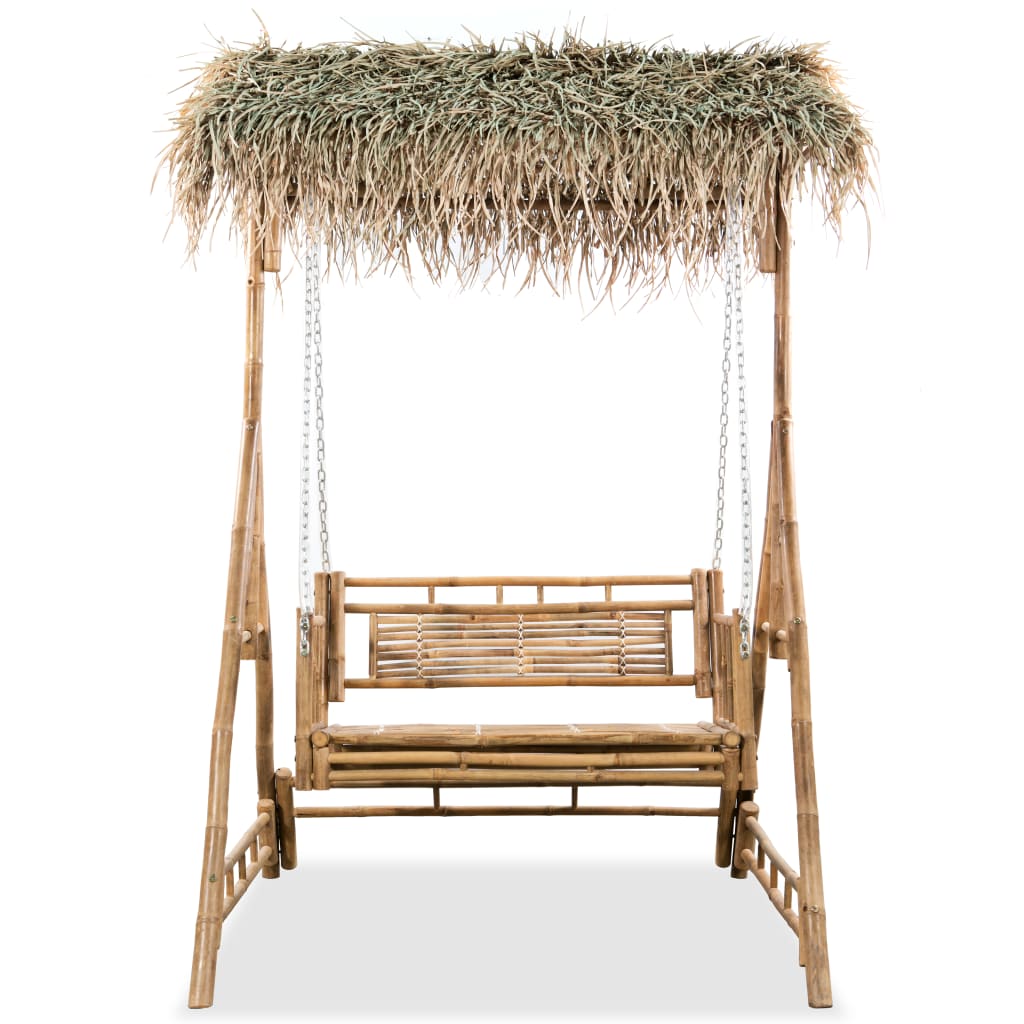 2-Sitzer-Schaukelbank mit Palmblättern Bambus 202 cm 