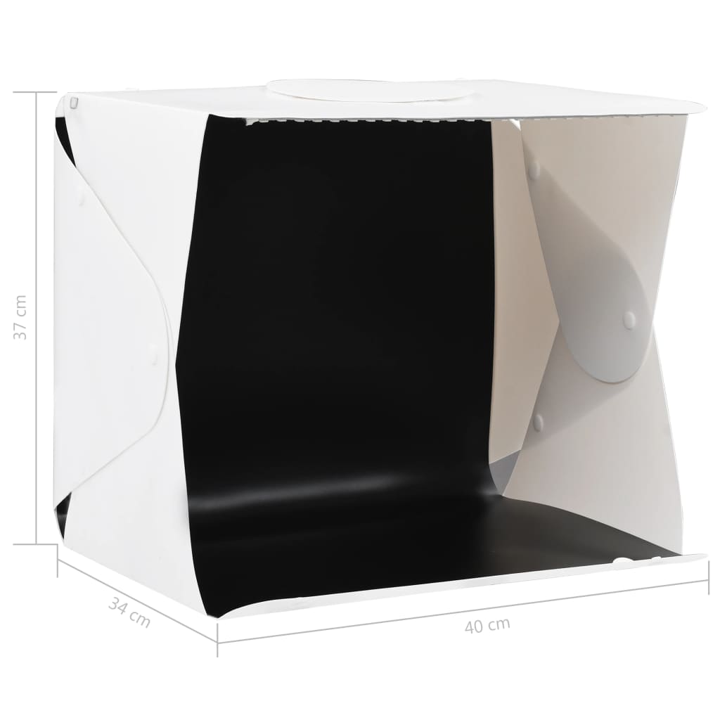 Boîte à lumière studio LED pliable 40x34x37 cm Plastique Blanc