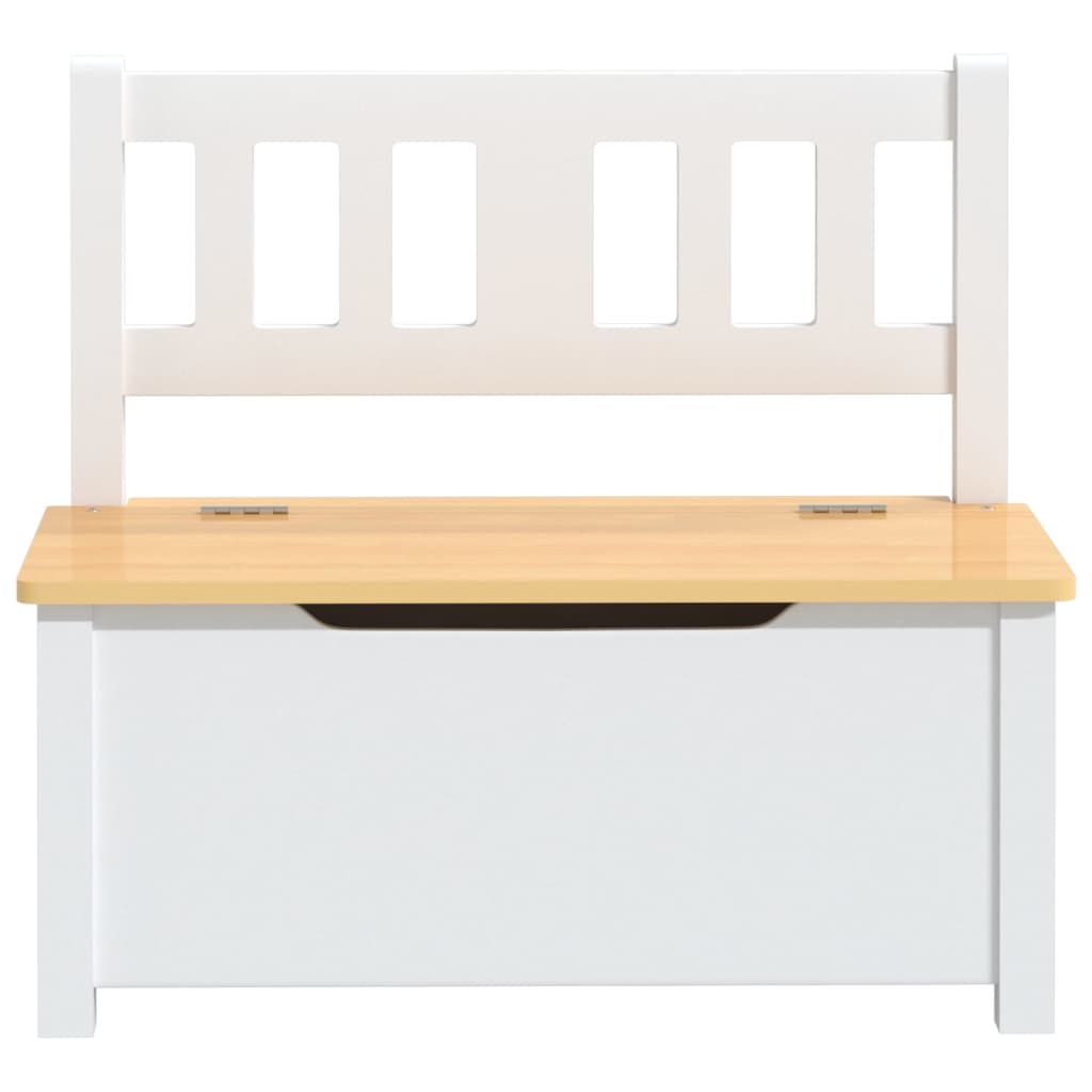 Kinderbank mit Stauraum Weiss und Beige 60x30x55 cm MDF