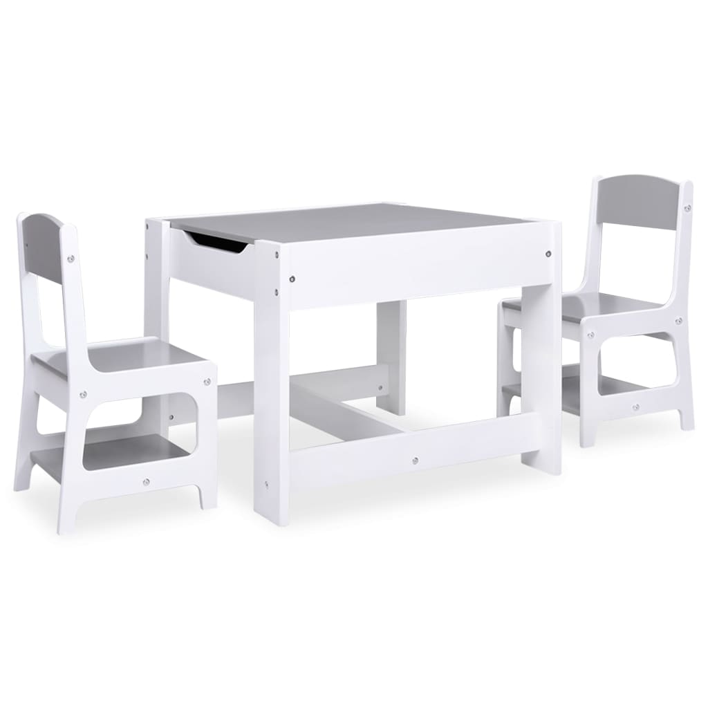 Kindertisch mit 2 Stühlen Weiss MDF