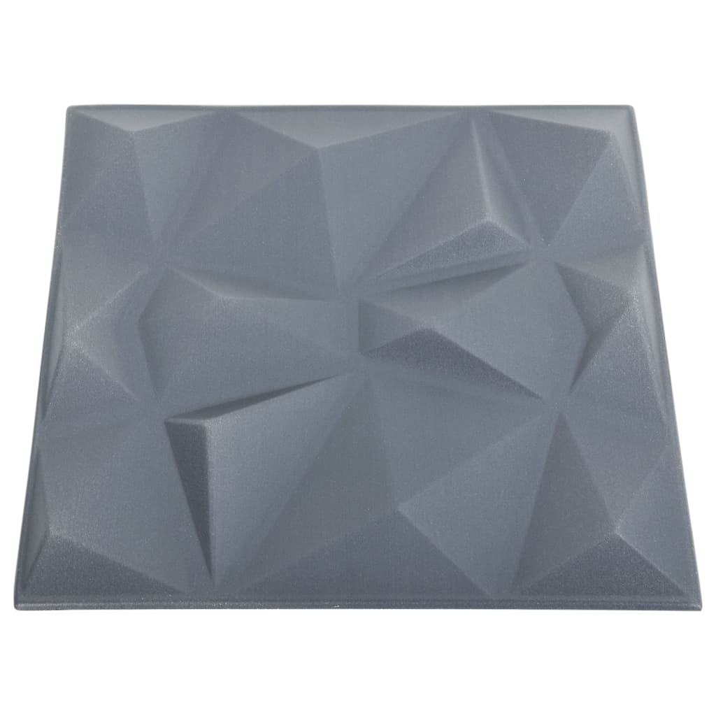 3D Wall Panels 12 pcs 50x50 cm Diamond Grey 3 m²