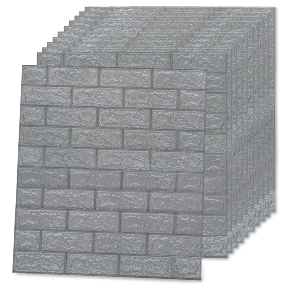 3D Wallpaper Bricks Self-adhesive 10 pcs Anthracite