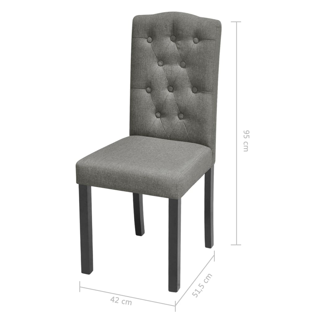 4 Dining Chairs Fabric Upholstery Dark Grey