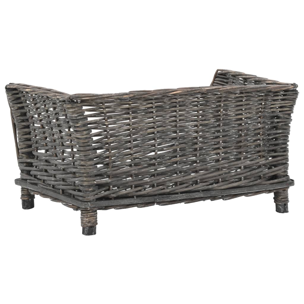 Dog Basket with Cushion Grey 50x33x30 cm Natural Willow