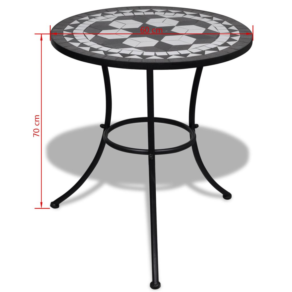 Bistro Table Black and White 60 cm Mosaic