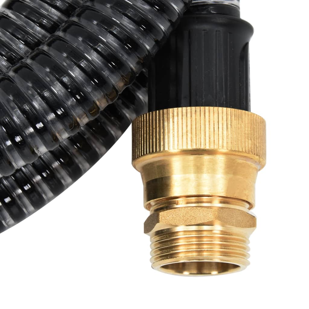Suction Hose with Brass Connectors Black 1.1" 25 m PVC