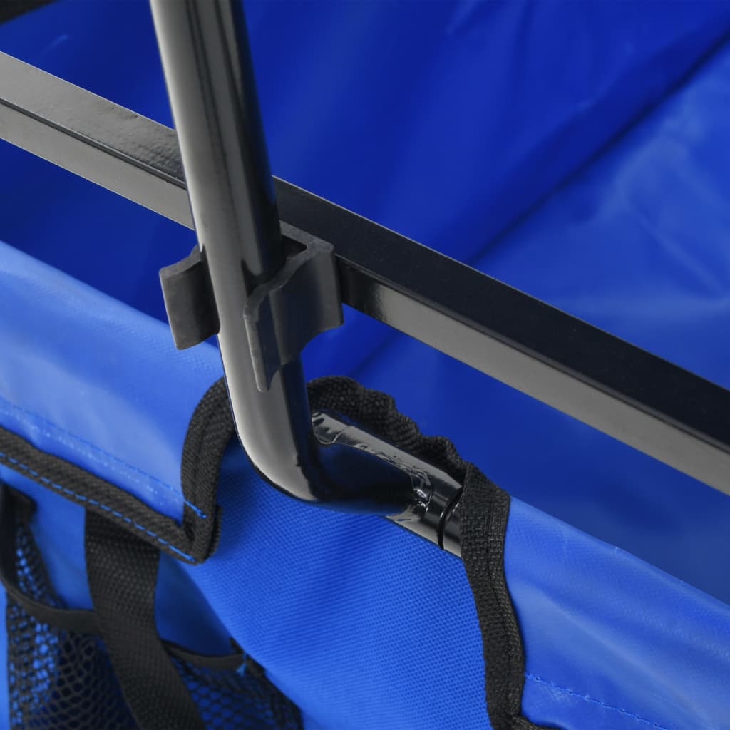 Klappbarer Handwagen mit Sonnendach Stahl Blau