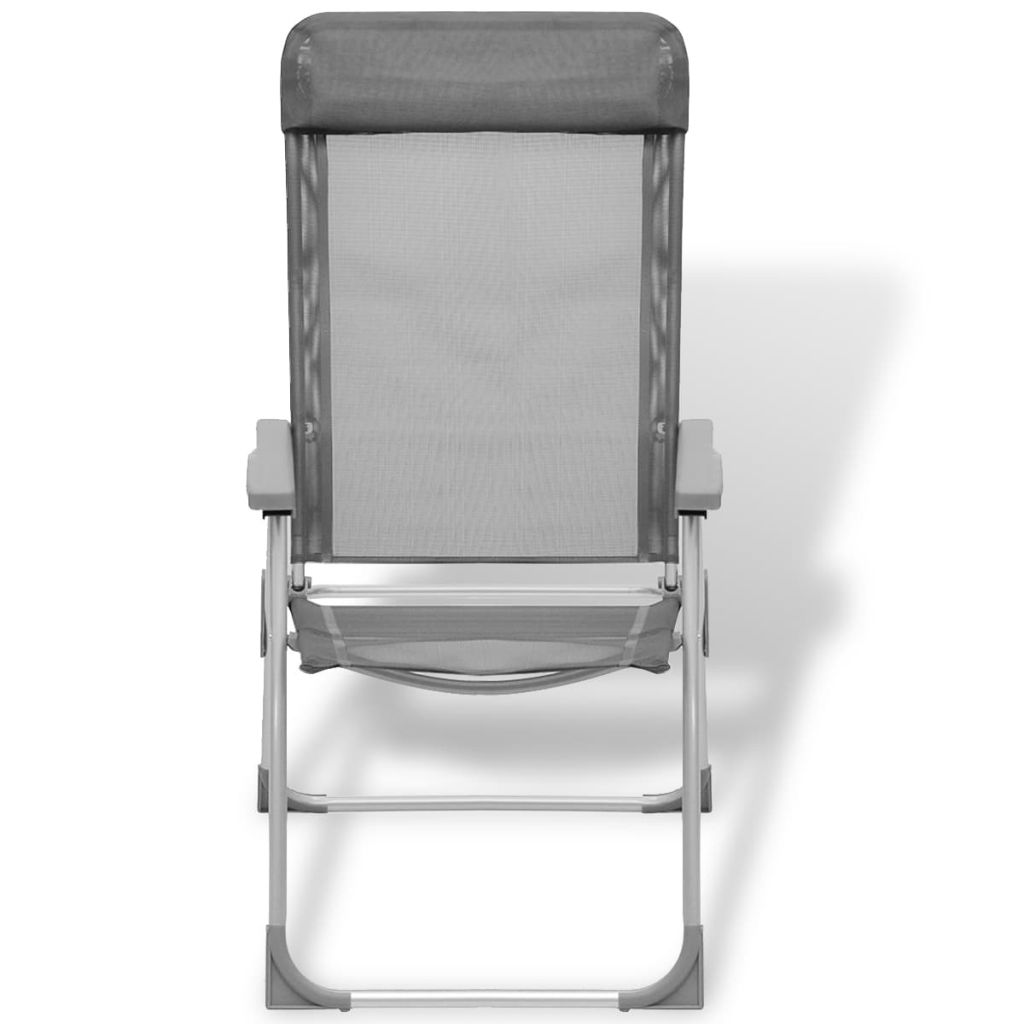 Chaise de camping 4 pcs Gris Aluminium 56 x 60 x 112 cm