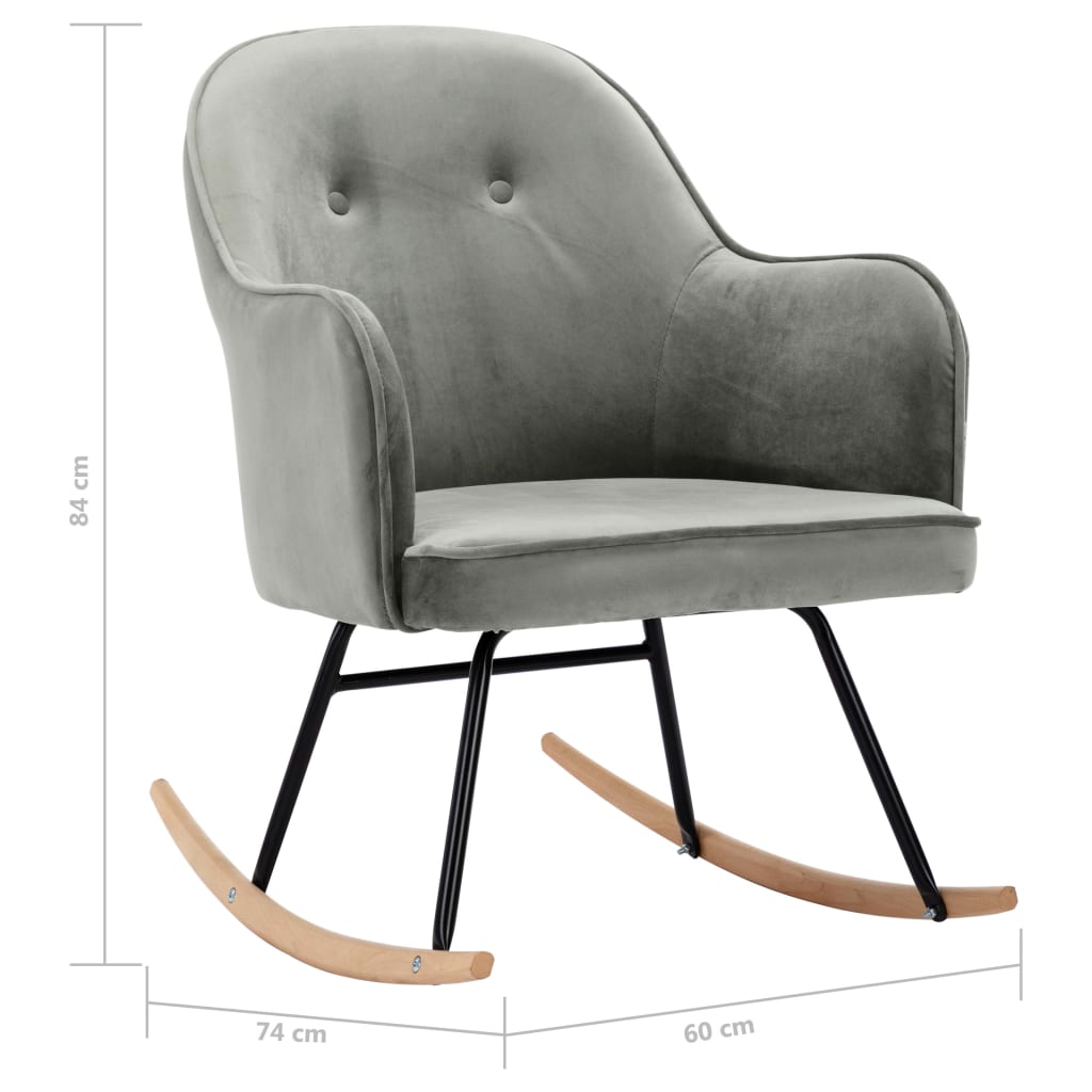 Rocking Chair Grey Velvet