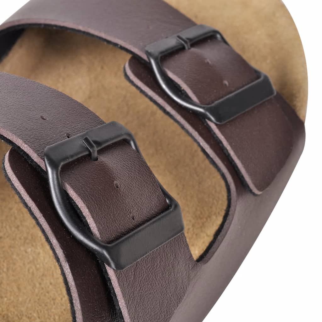 Men's Bio Cork Sandal with 2 Buckle Straps Brown Size 40