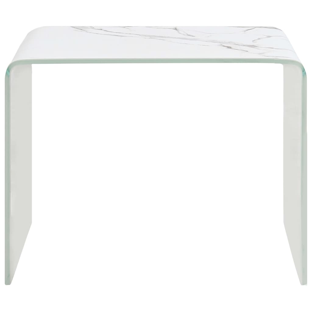 284730 Coffee Table White Marble 50x50x45 cm Tempered Glass