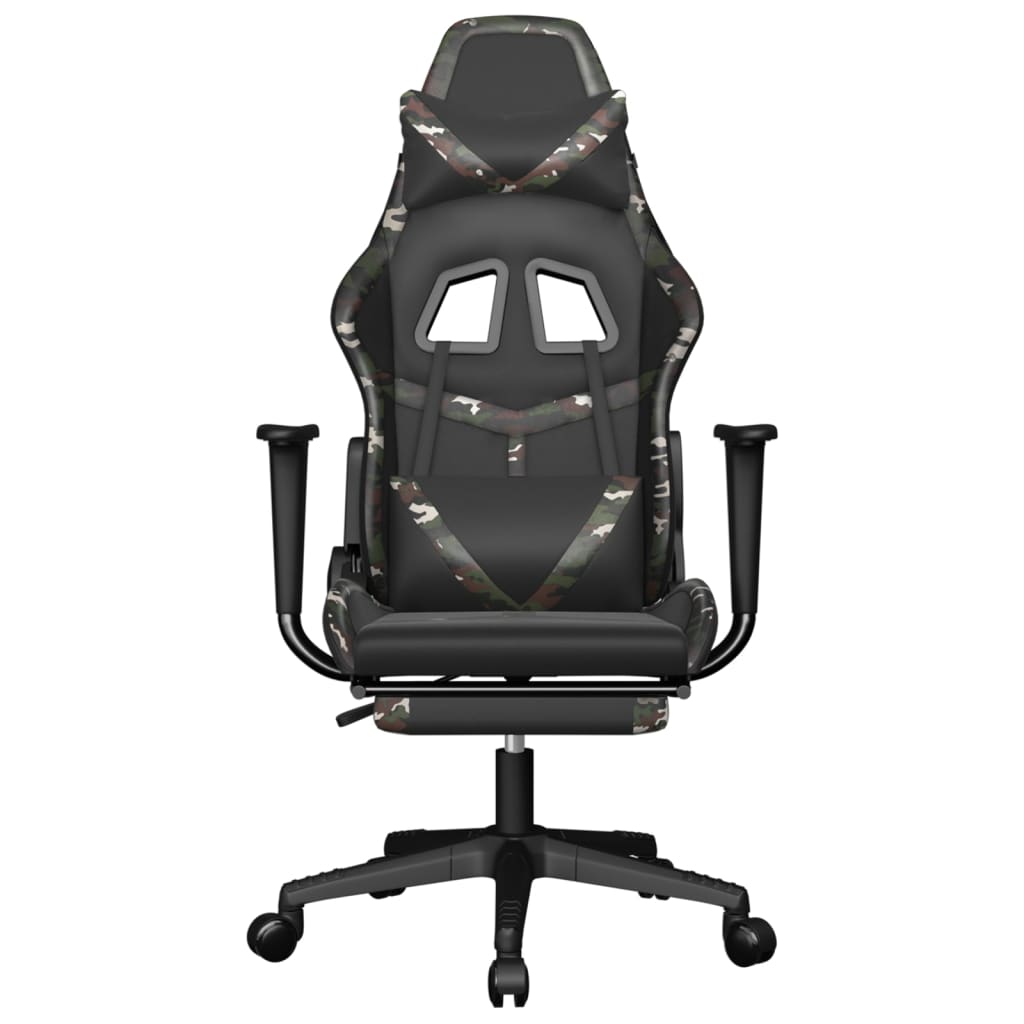 Gaming Chair with Footrest Black and Camouflage Faux Leather