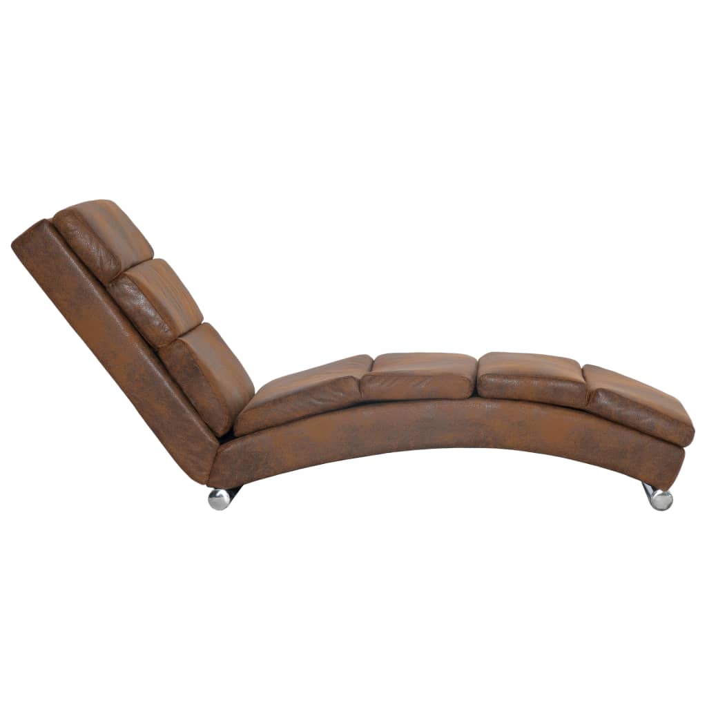 Chaise Longue Brown Faux Suede Leather
