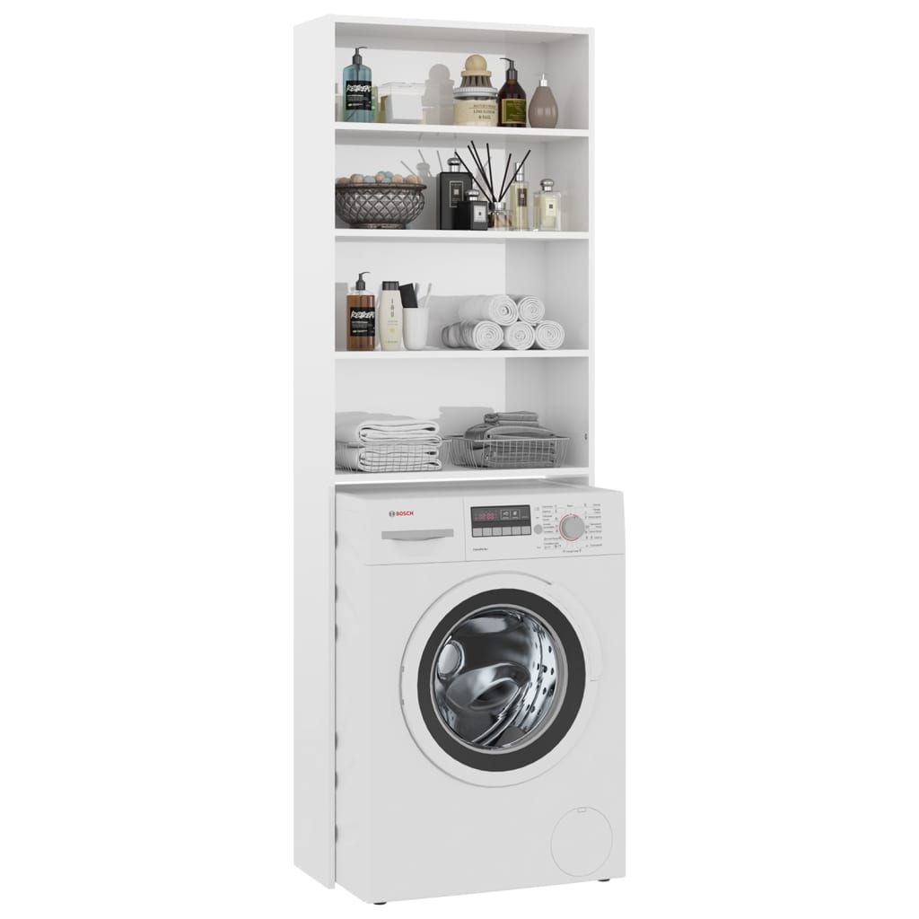 Meuble pour machine à laver Blanc brillant 64x24x190 cm