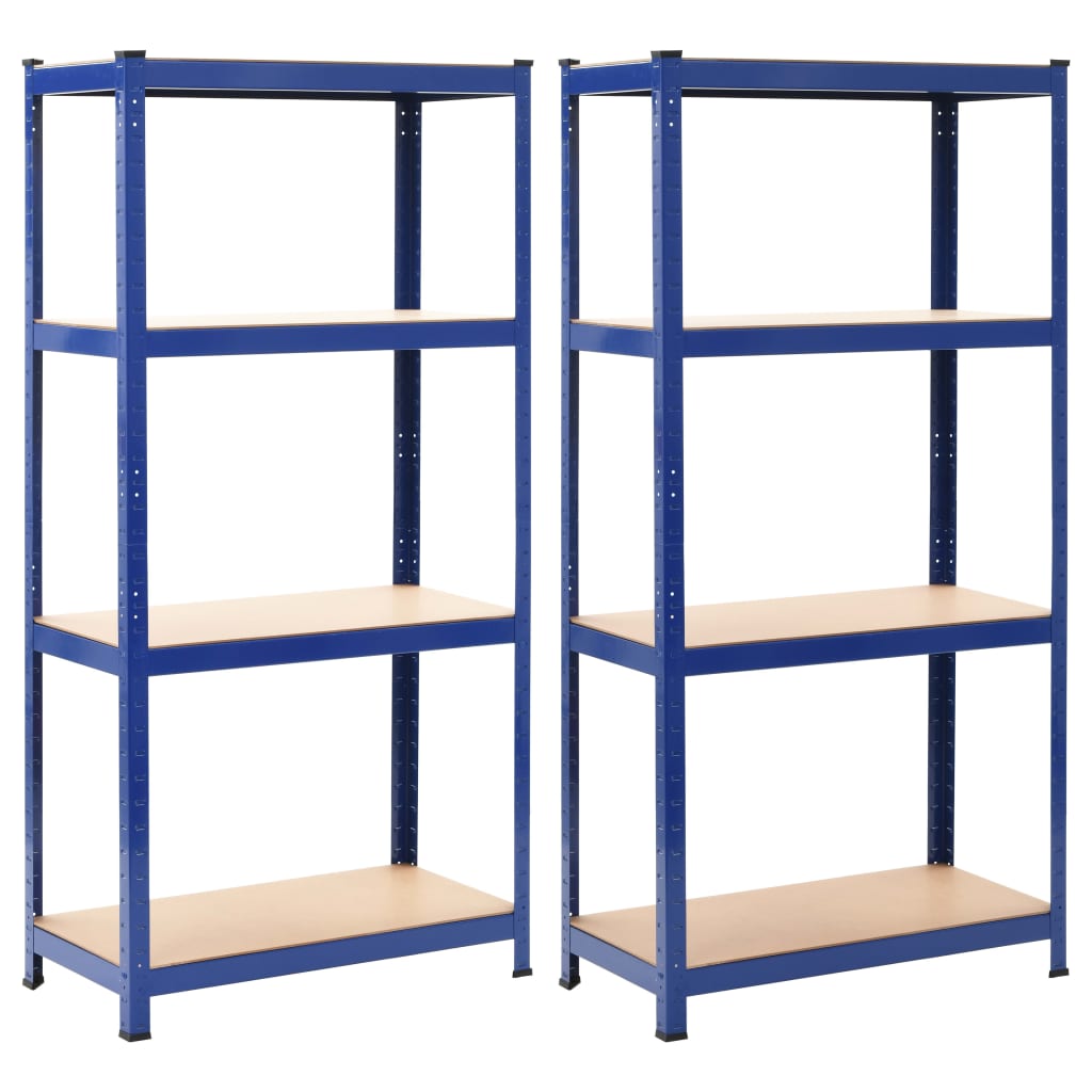 Storage Shelves 2 pcs Blue 80x40x160 cm Steel and MDF