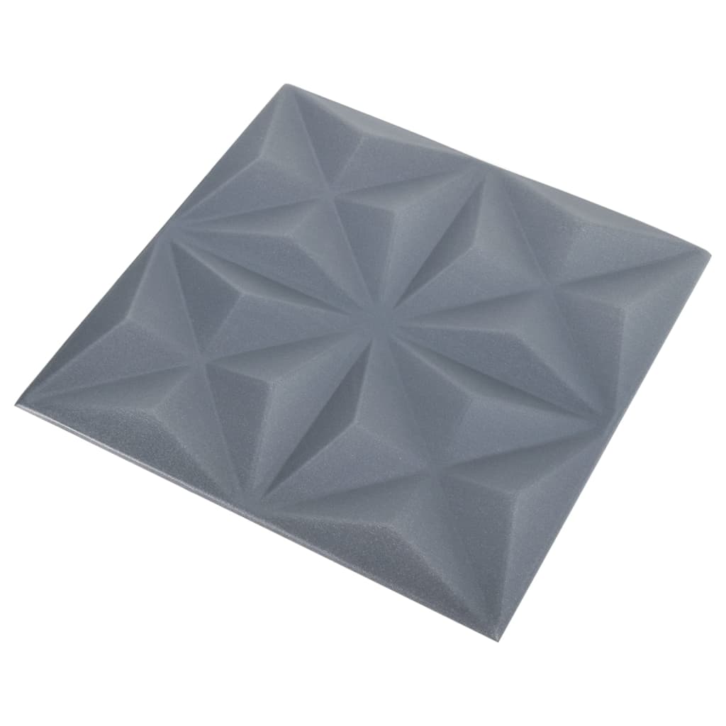 3D Wall Panels 48 pcs 50x50 cm Origami Grey 12 m²