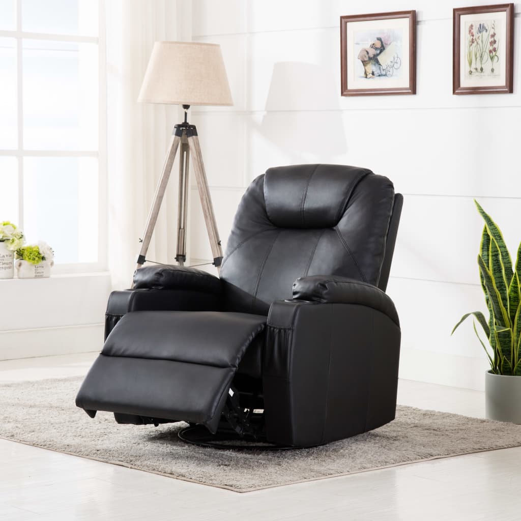 Electric Rocking Massage Chair Faux Leather Black