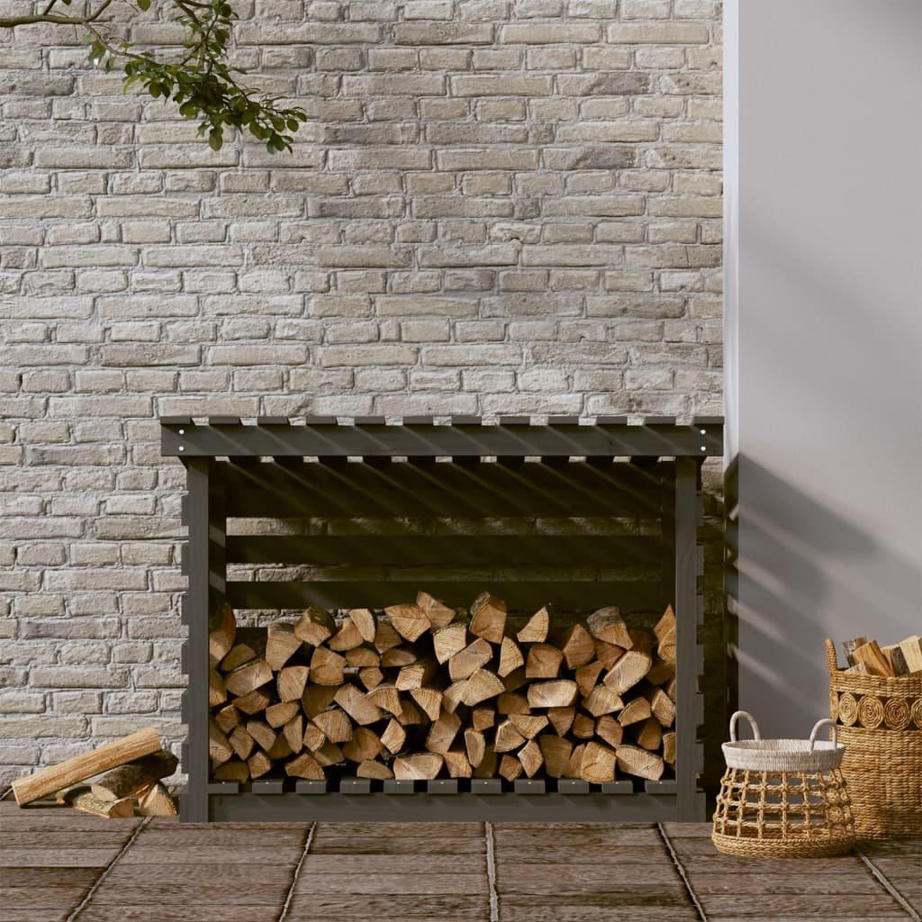 Firewood Rack Grey 108x73x79 cm Solid Wood Pine