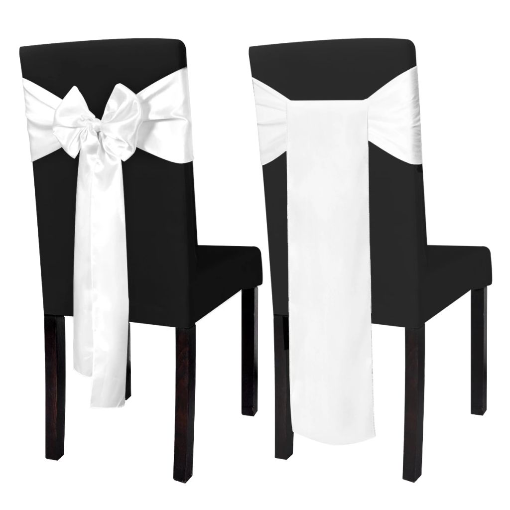 25 nœuds de chaise décoratifs en satin blancs