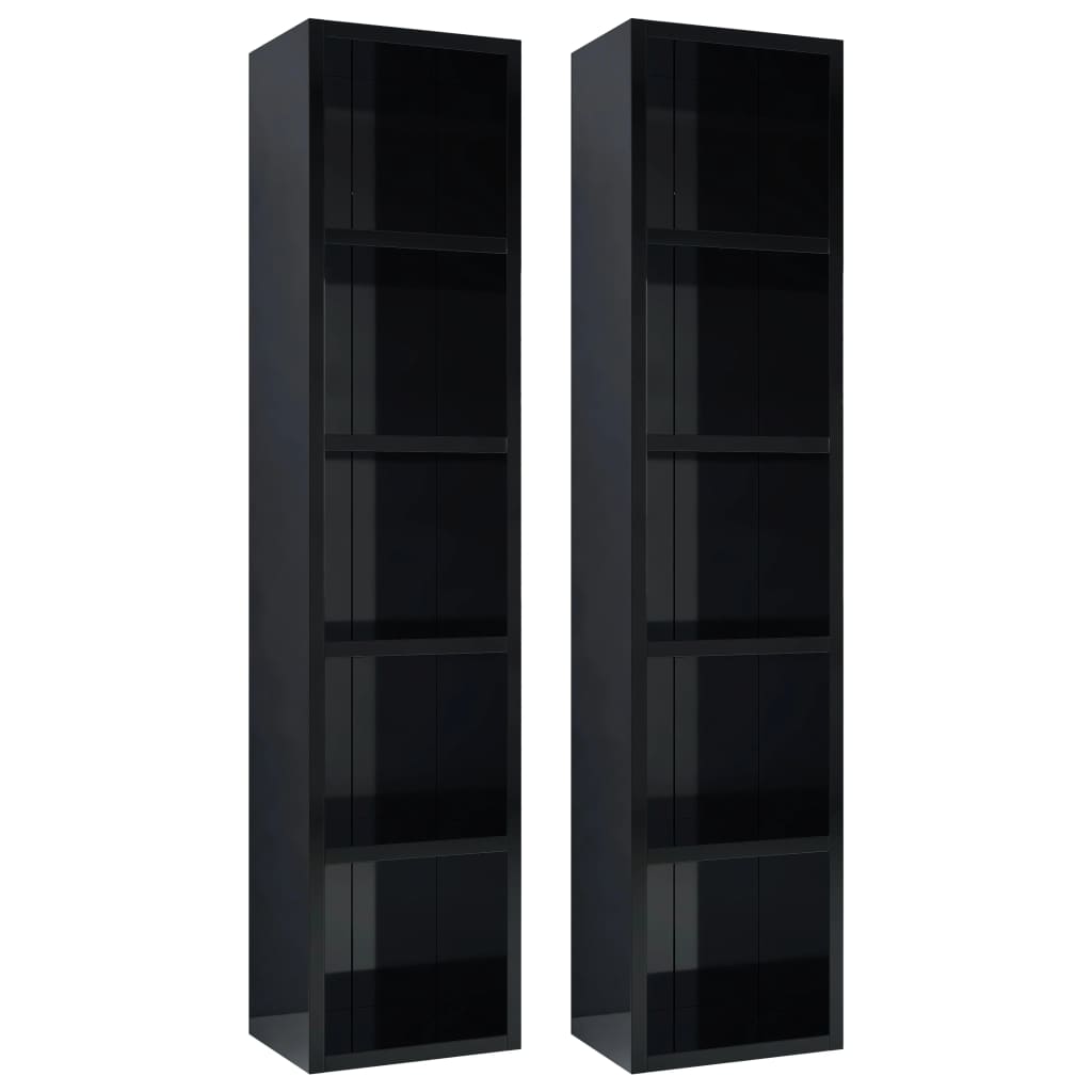 CD Cabinets 2 pcs High Gloss Black 21x16x93.5 cm Engineered Wood