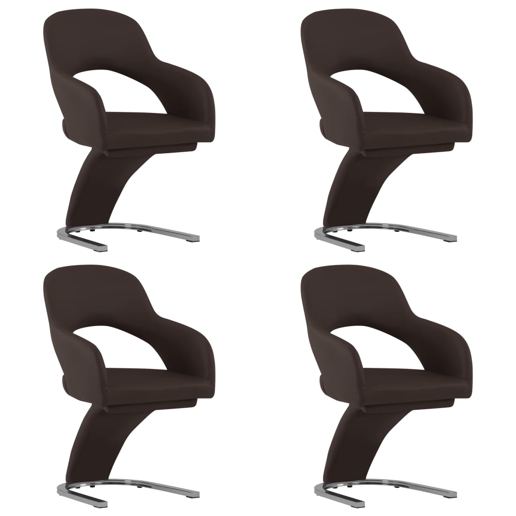3056599 Dining Chairs 4 pcs Brown Faux Leather (2x287785)
