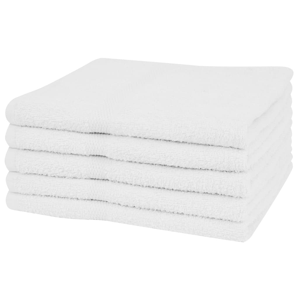 Hand Towel Set 5 pcs Cotton 360 g/m² 50x100 cm White