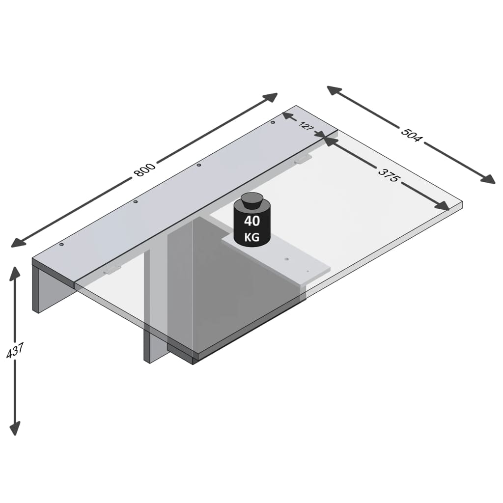 FMD Wall-mounted Drop Leaf Table Concrete