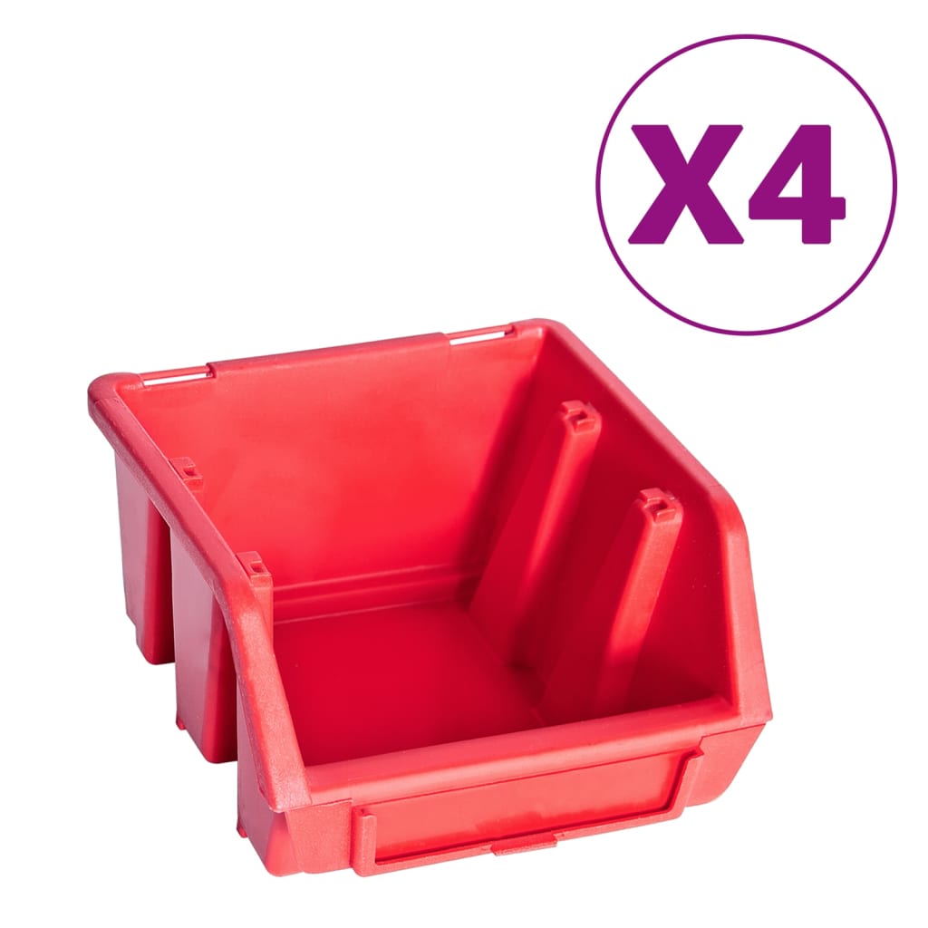 8 Piece Storage Bin Kit with Wall Panel Red and Black