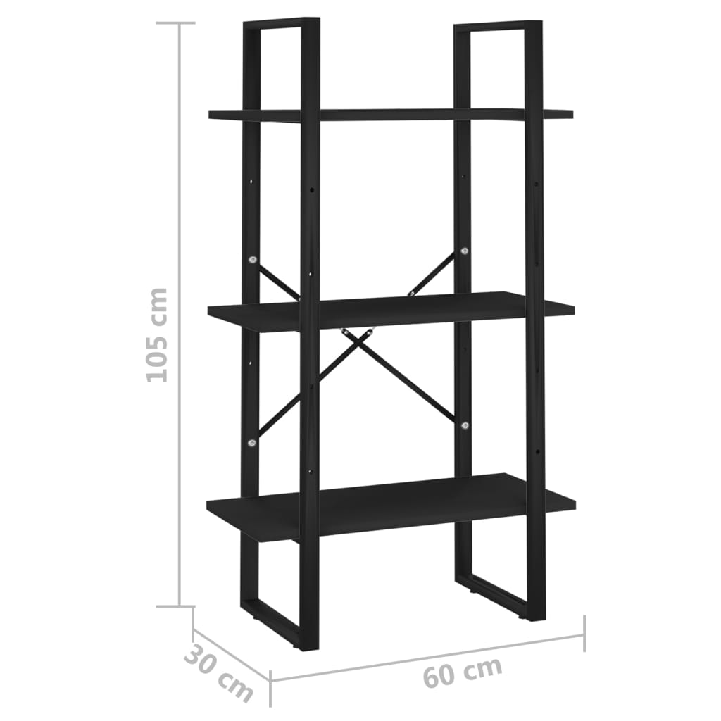 Storage Shelf Black 60x30x105 cm Engineered Wood