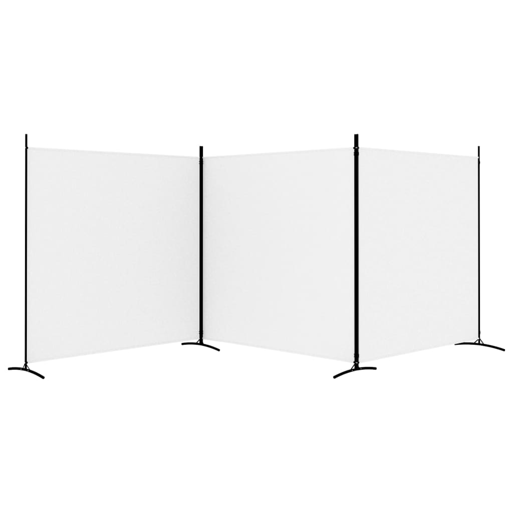  Cloison de séparation 3 panneaux Blanc 525x180 cm Tissu