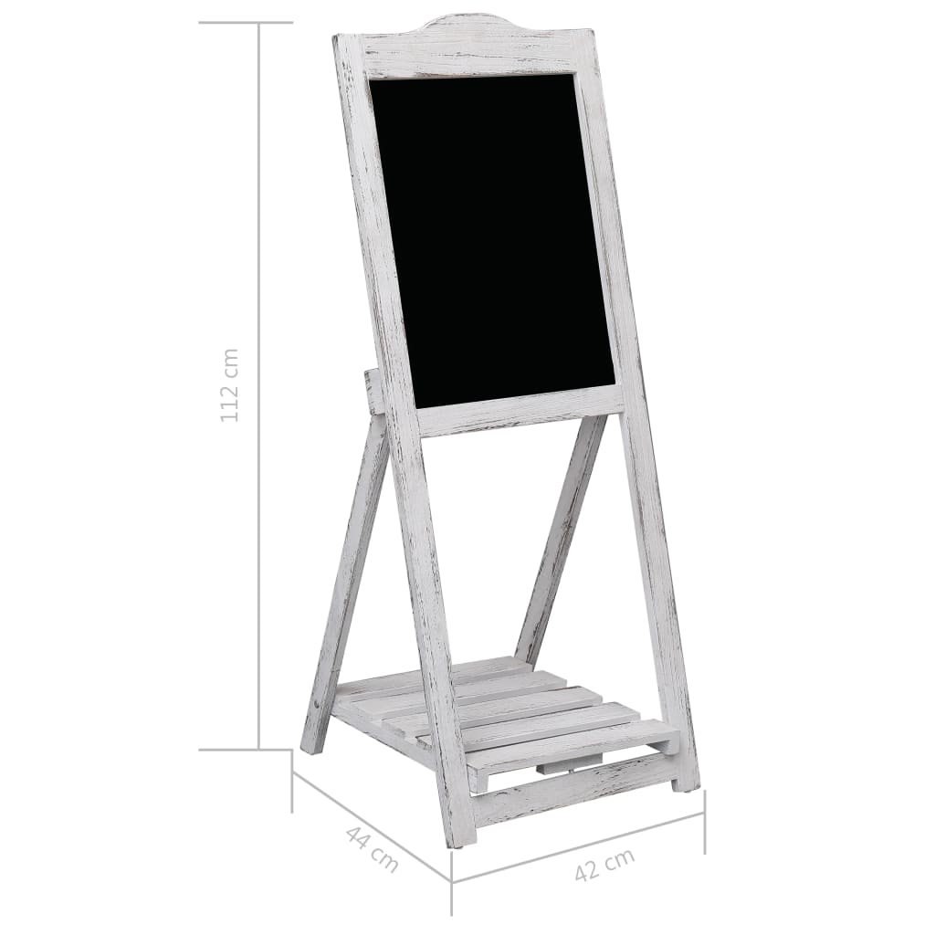 Chalkboard Display Stand White 42x44x112 cm Wood
