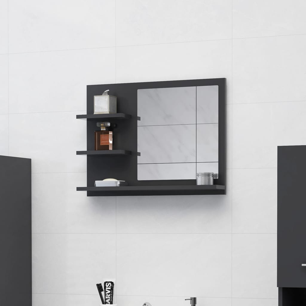 Badspiegel Grau 60x10,5x45 cm Holzwerkstoff