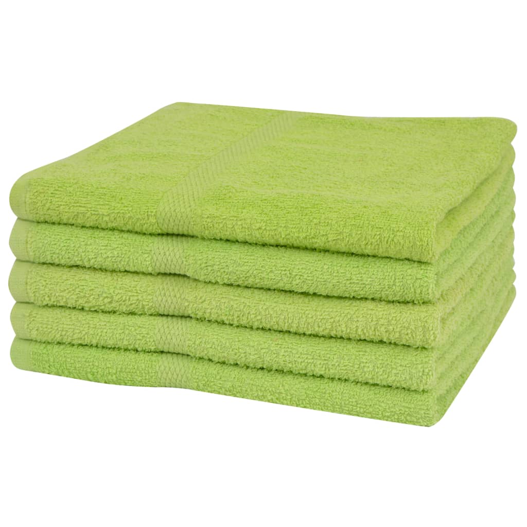 Hand Towel Set 5 pcs Cotton 360 g/m² 50x100 cm Green
