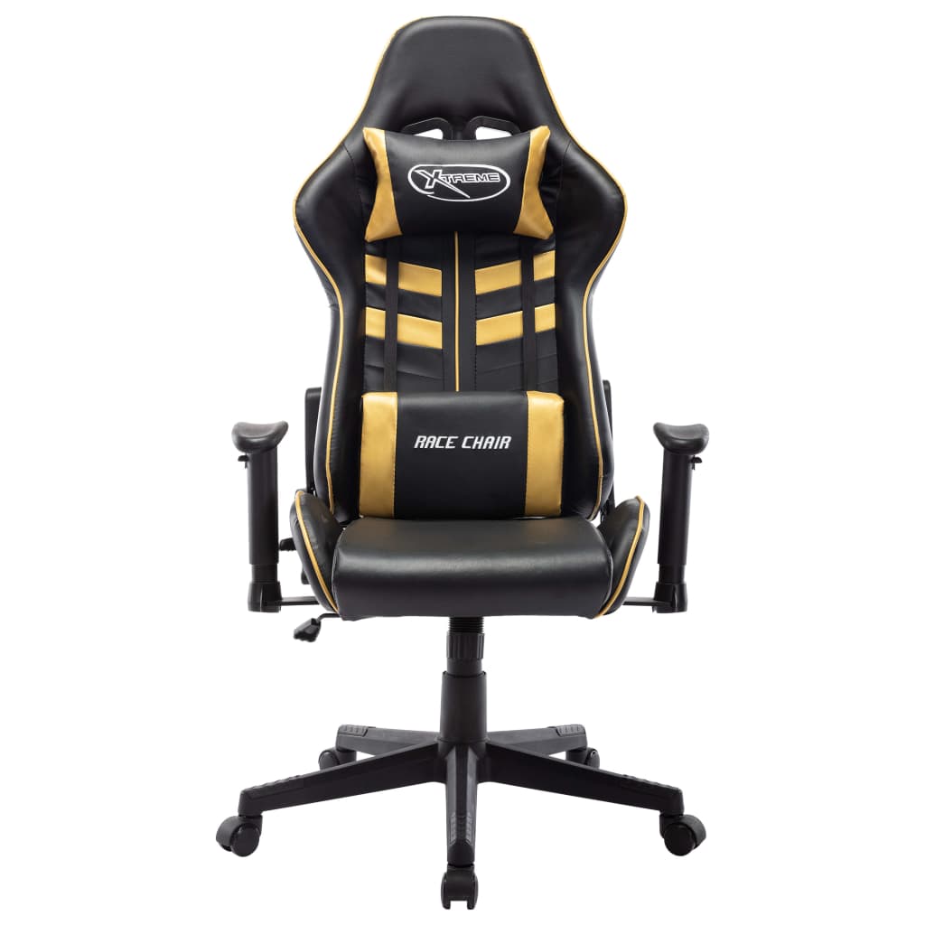 Gaming Chair Black and Gold Artificial Leather