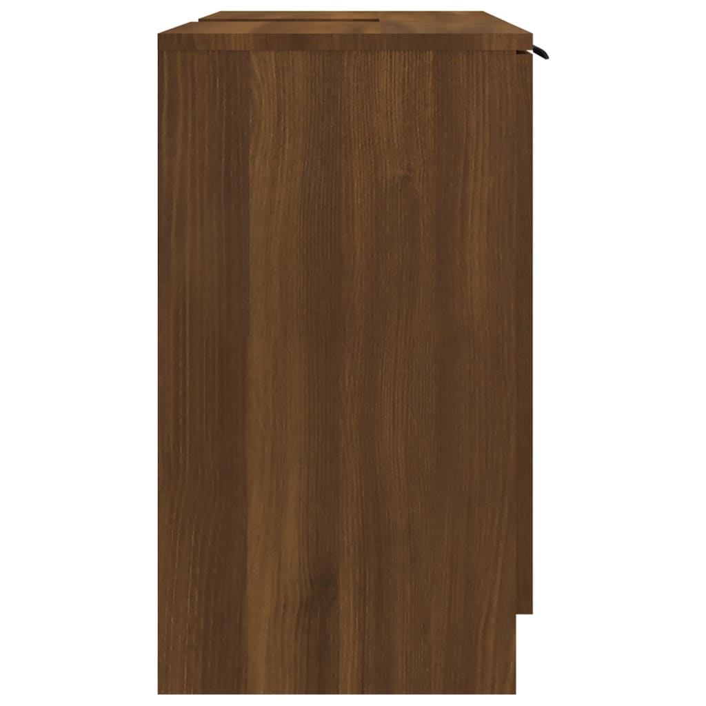 Bathroom Cabinet Brown Oak 64.5x33.5x59 cm Engineered Wood