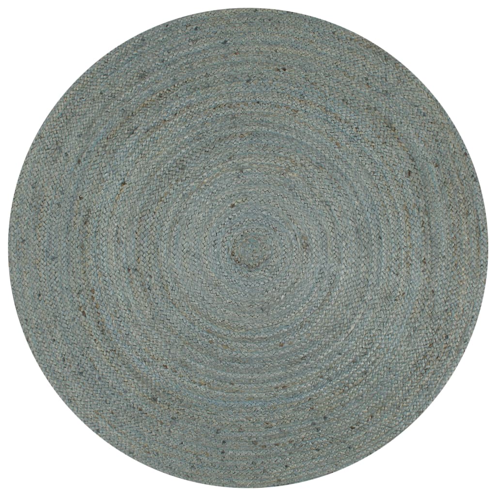  Teppich Handgefertigt Jute Rund 120 cm Olivgrün