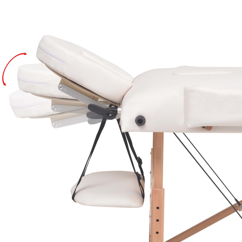 Massageliege 2-Zonen mit Hocker Klappbar 10 cm Sitz Weiss