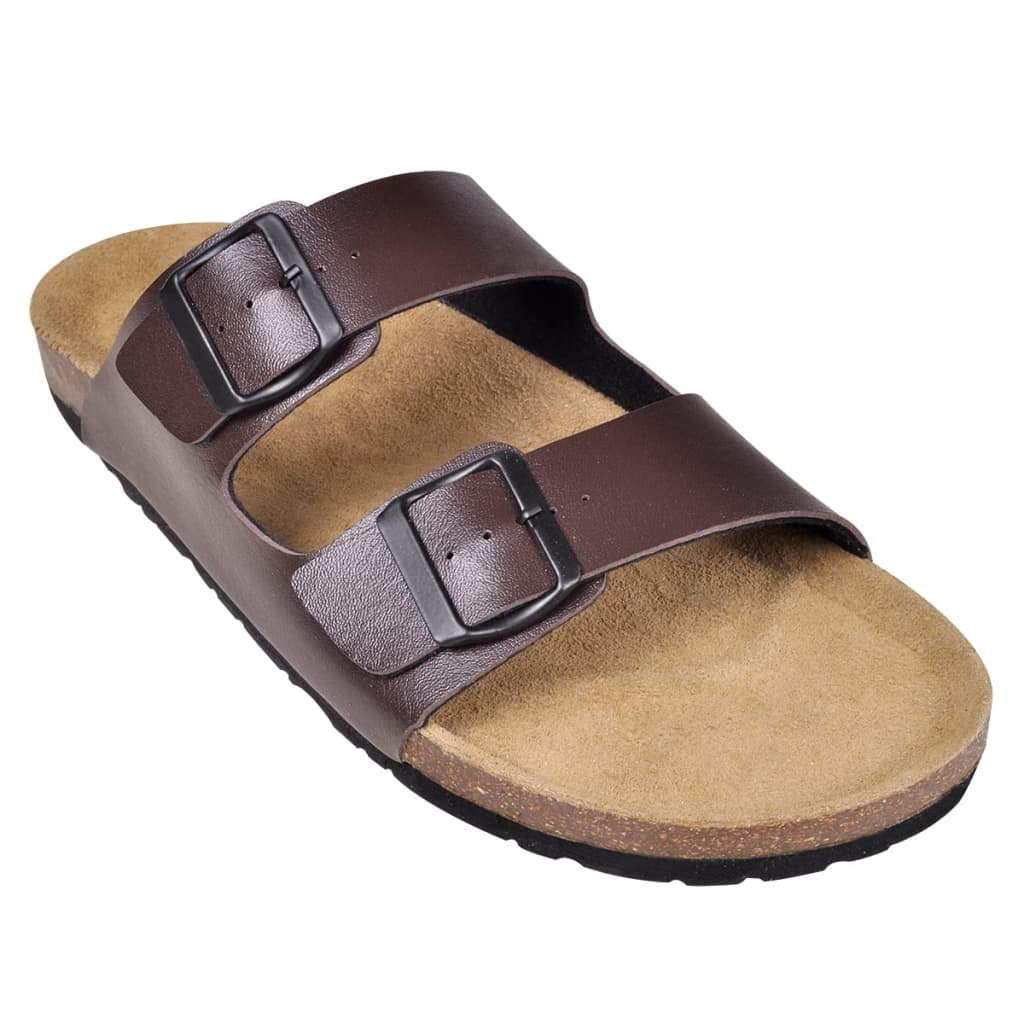 Men's Bio Cork Sandal with 2 Buckle Straps Brown Size 43