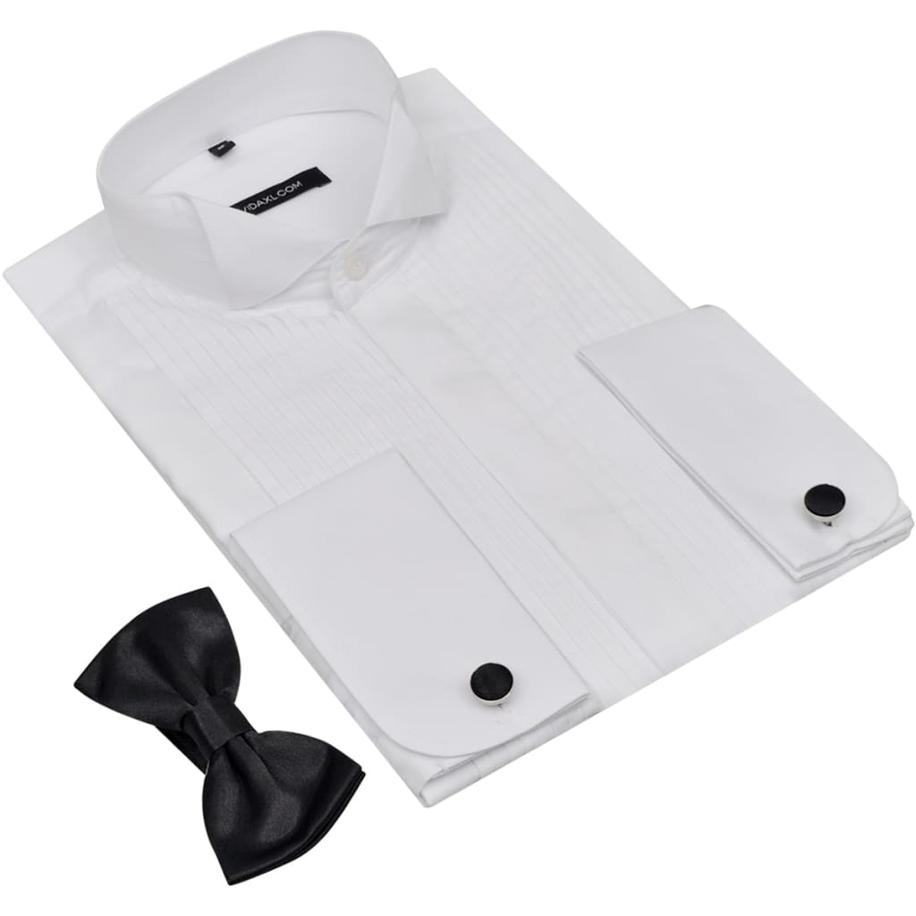 Chemise à noeud papillon & boutons à manchette Taille XL Blanc Homme