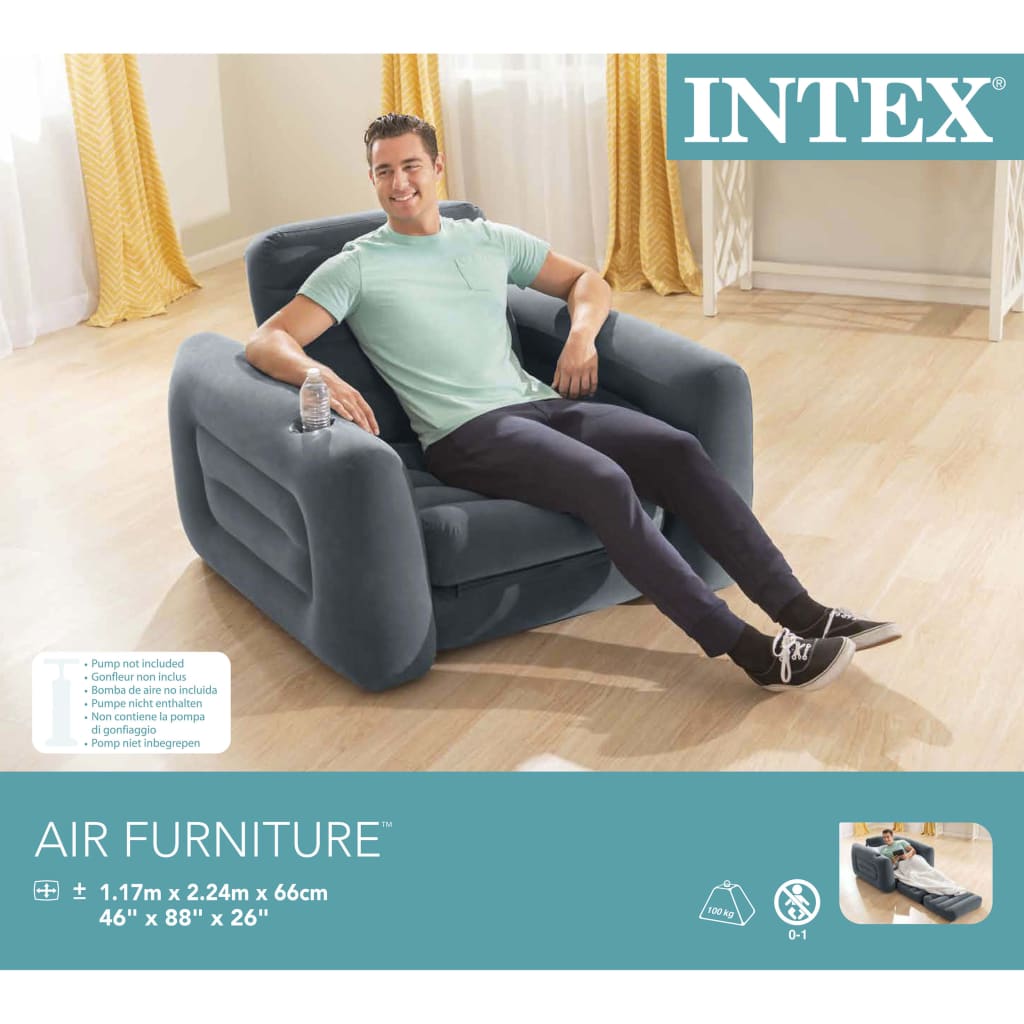 Intex Ausziehbarer Stuhl Grau Vinyl