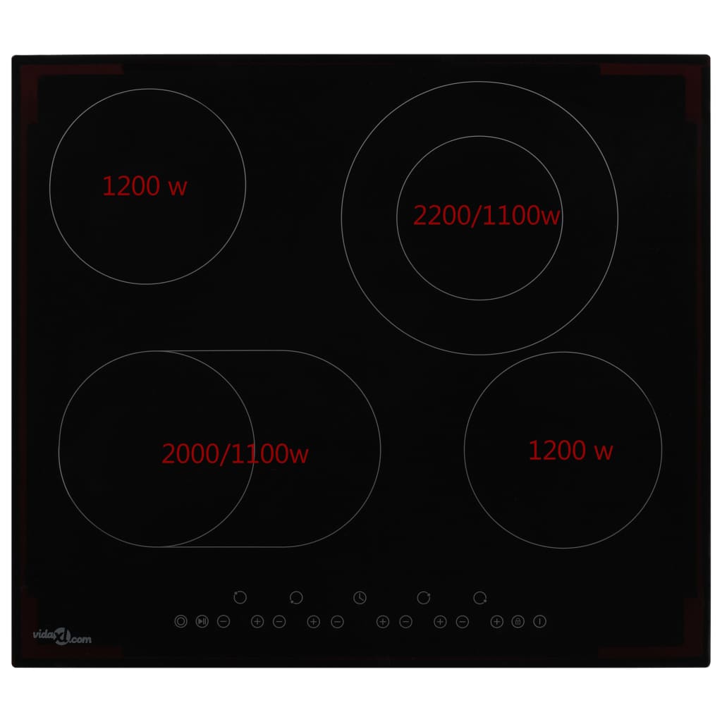 Ceramic Hob with 4 Burners Touch Control 6600 W