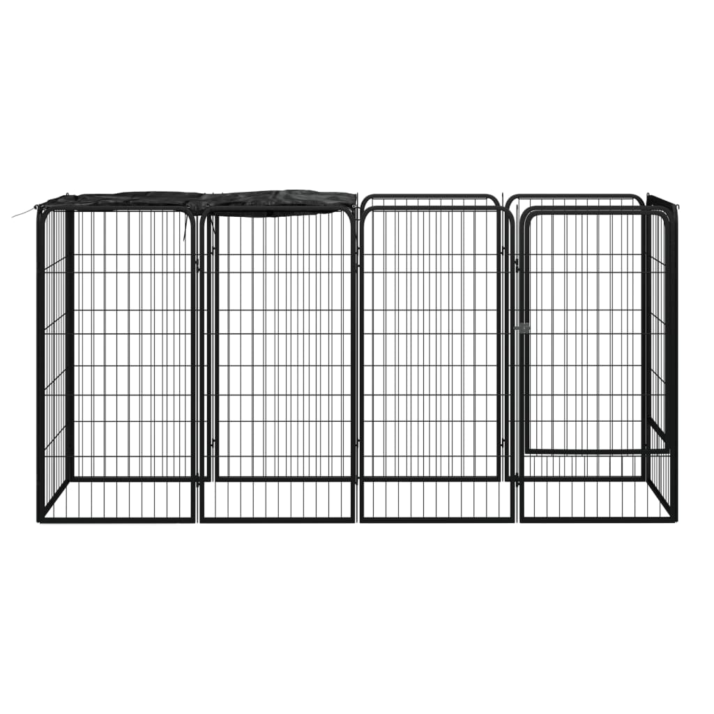 10-Panel Dog Playpen Black 50x100 cm Powder-coated Steel