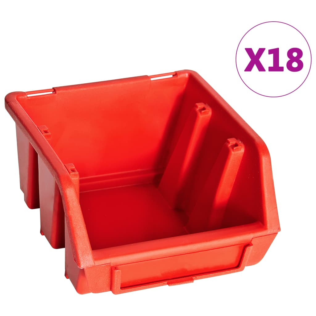 32 Piece Storage Bin Kit with Wall Panels Red and Black